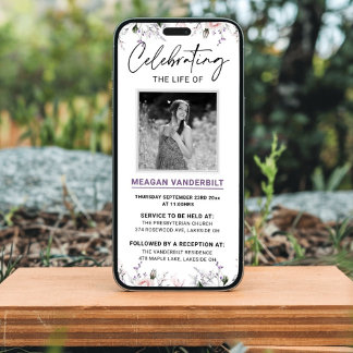 編集可能デジタルフローラ葬儀イベント 招待状