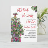 編集可能デッキザホールズクリスマスブライダルシャワー 招待状 (スタンド正面)