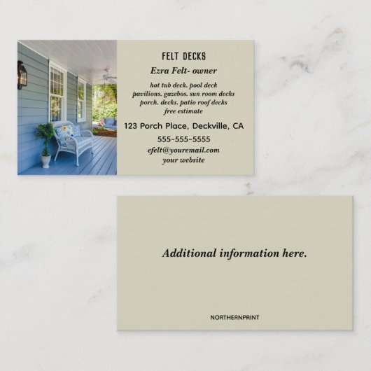 編集可能デッキポーチパティオ 名刺 (正面/裏面)