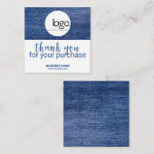 編集可能デニムブルーロゴビジネスサンキューカード エンクロージャーカード (正面/裏面)