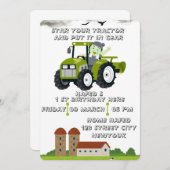 編集可能トラクターを起動する1st誕生日アニメーション 招待状 (正面/裏面)