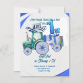 編集可能トラクター誕生日招待,グリーントラクト 招待状 (正面)