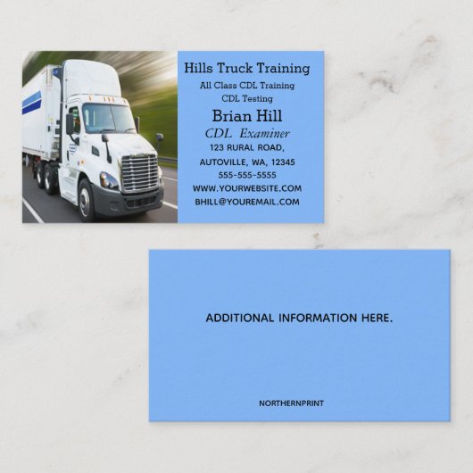 編集可能トラック運転学校インストラクター試験官 名刺 (正面/裏面)