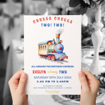 編集可能トレインアドベンチャー誕生日招待状