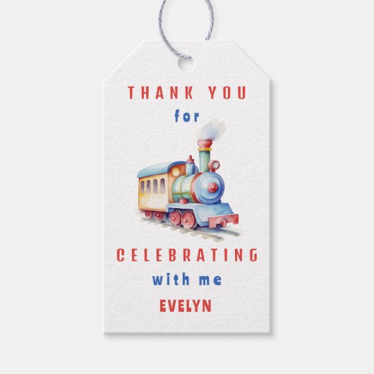 編集可能トレインサークル2nd誕生日ありがとうラベル ギフトタグ (正面)