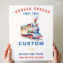 編集可能トレインテーマ誕生日カスタムの記号 ポスター