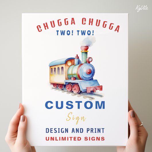 編集可能トレインテーマ誕生日カスタムの記号 ポスター
