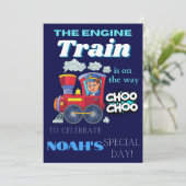 編集可能トレイン子供の誕生日パーティーデジタル 招待状 (スタンド正面)