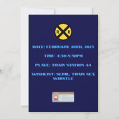 編集可能トレイン子供の誕生日パーティーデジタル 招待状 (裏面)