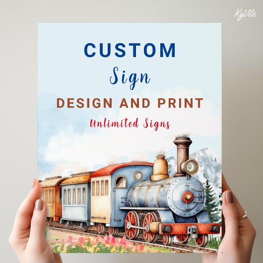 編集可能トレイン誕生日カスタム看板 ポスター