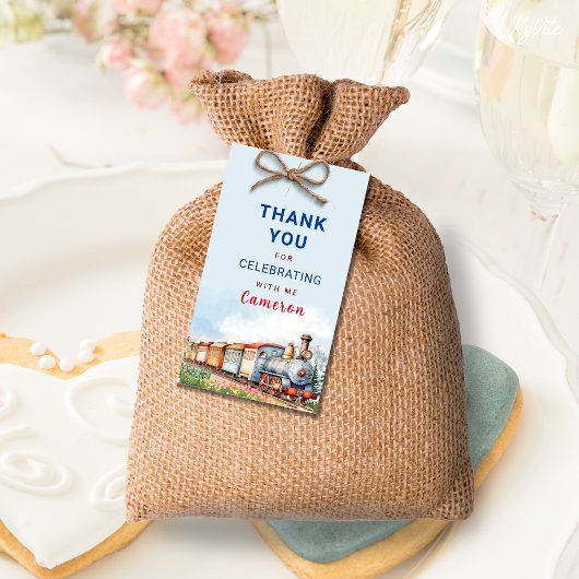 編集可能トレイン誕生日サンキューラベル ギフトタグ