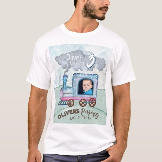 編集可能トレイン誕生日テーマ Tシャツ (正面)