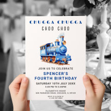 編集可能トレイン誕生日招待状トレインアドベンチャー