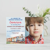 編集可能トレイン誕生日招待状(写真あり) 招待状 (スタンド正面)