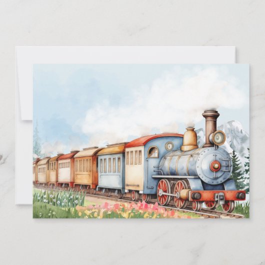 編集可能トレイン誕生日招待状(写真あり) 招待状 (裏面)