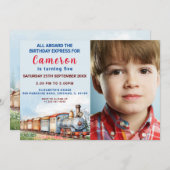 編集可能トレイン誕生日招待状(写真あり) 招待状 (正面/裏面)