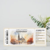 編集可能ドイツ飛行機チケット、ドイツトリップ 招待状 (スタンド正面)