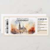 編集可能ドイツ飛行機チケット、ドイツトリップ 招待状 (正面/裏面)