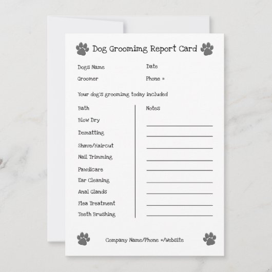 編集可能ドッググルーミング型枠ペットケアサービスカード シーズンカード (正面)