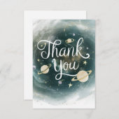 編集可能ドリーミー銀河系天空 サンキューカード (正面/裏面)