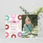 編集可能ドーナツ誕生日パーティーフォト 招待状 (スタンド正面)
