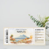 編集可能ナポリ飛行機チケットイタリアボーディングパス 招待状 (スタンド正面)