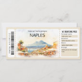 編集可能ナポリ飛行機チケットイタリアボーディングパス 招待状 (正面)
