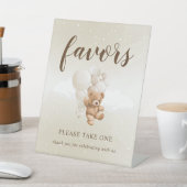 編集可能ニュートラルテディベア有利サイン 台座サイン (インサイチュ)