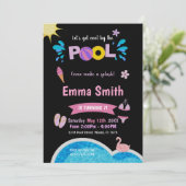 編集可能ネオンスプラッシュサマースイムパーティー招待状 招待状 (スタンド正面)