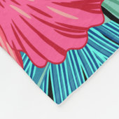 編集可能ハイビスカス、ヴィンテージフローラルパターン フリースブランケット (角)