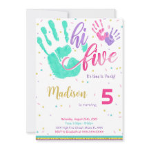 編集可能ハイファイブ誕生日招待状