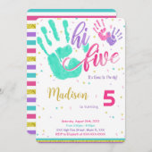 編集可能ハイファイブ誕生日招待状 招待状 (正面/裏面)