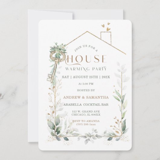 編集可能ハウスウォーミング招待状 招待状 (正面)
