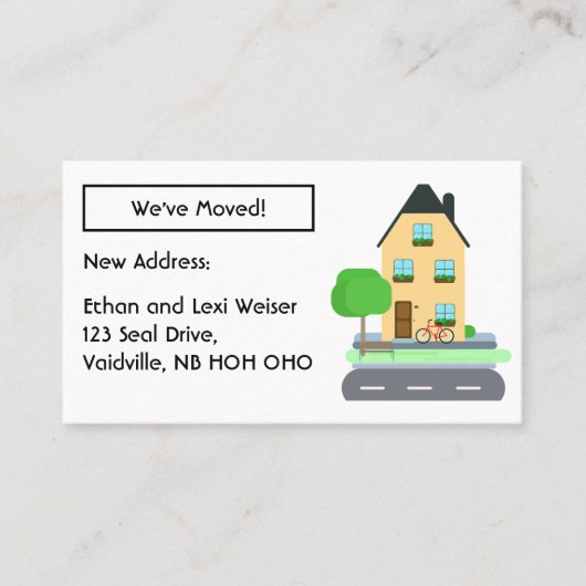 編集可能ハウス引っ越しました告知 名刺 (正面)