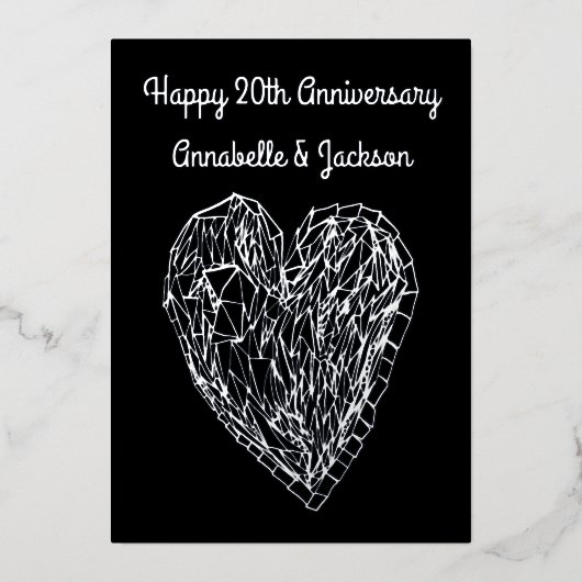 編集可能ハッピーアニバーサリーラブハートフォイルカード 箔招待状 (正面)