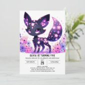 編集可能ハッピーキツネデジタル誕生日 招待状 (スタンド正面)