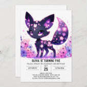 編集可能ハッピーキツネデジタル誕生日 招待状 (正面/裏面)