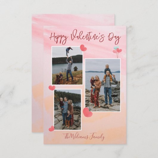 編集可能ハッピーバレンタイン写真 サンキューカード (正面/裏面)