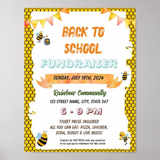 編集可能ハニービー新学期フライヤー ポスター (正面)
