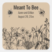 編集可能ハニー結婚式の引き出物スクエア スクエアシール (正面)