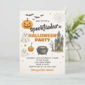 編集可能ハロウィーンブロックパーティー招待状 招待状 (スタンド正面)