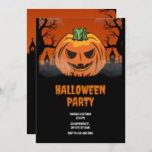 編集可能ハロウィーン招待状、ハローウィンパーティ 招待状 (正面/裏面)