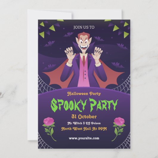 編集可能ハロウィーン招待状、ハローウィンパーティ 招待状 (正面)