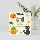 編集可能ハロウィーン – Little Monster Bash - サンキューカード (スタンド正面)