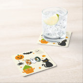 編集可能ハロウィーン – Little Monster Bash - スクエアペーパーコースター (インサイチュ)