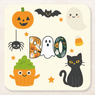 編集可能ハロウィーン – Little Monster Bash - スクエアペーパーコースター
