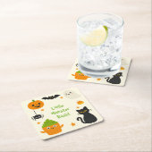 編集可能ハロウィーン – Little Monster Bash - スクエアペーパーコースター (インサイチュ)