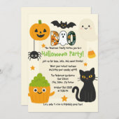 編集可能ハロウィーン – Little Monster Bash - 招待状 (正面/裏面)