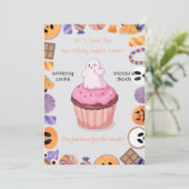 編集可能ハローウィンパーティ招待状 – かわいい幽霊 招待状 (スタンド正面)