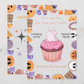 編集可能ハローウィンパーティ招待状 – かわいい幽霊 招待状 (正面/裏面)